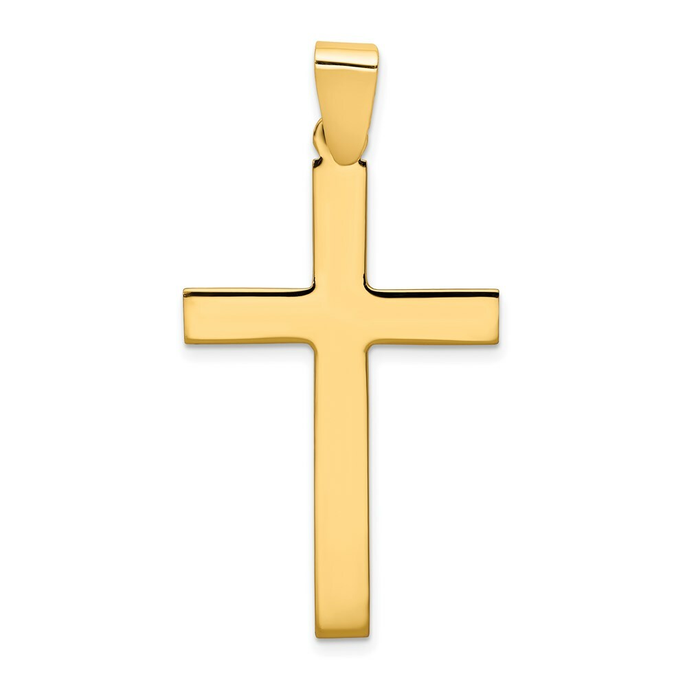 14K Yellow Gold Polished Cross Pendant 42mm length