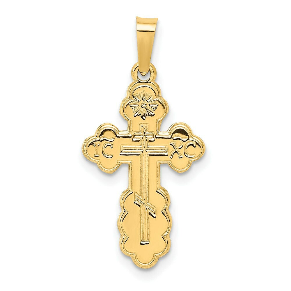 14K Yellow Gold Eastern Orthodox Cross Charm 27mm length
