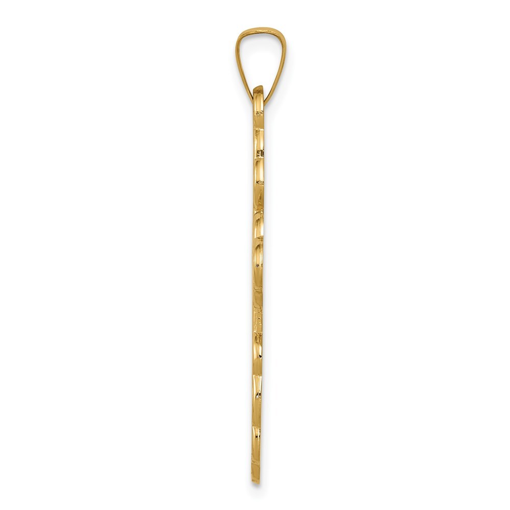 14K Yellow Gold Eastern Orthodox Cross Pendant 34mm length