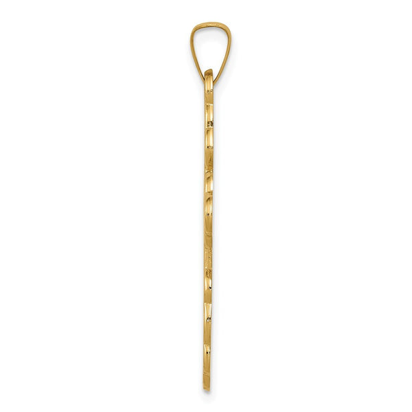 14K Yellow Gold Eastern Orthodox Cross Pendant 34mm length