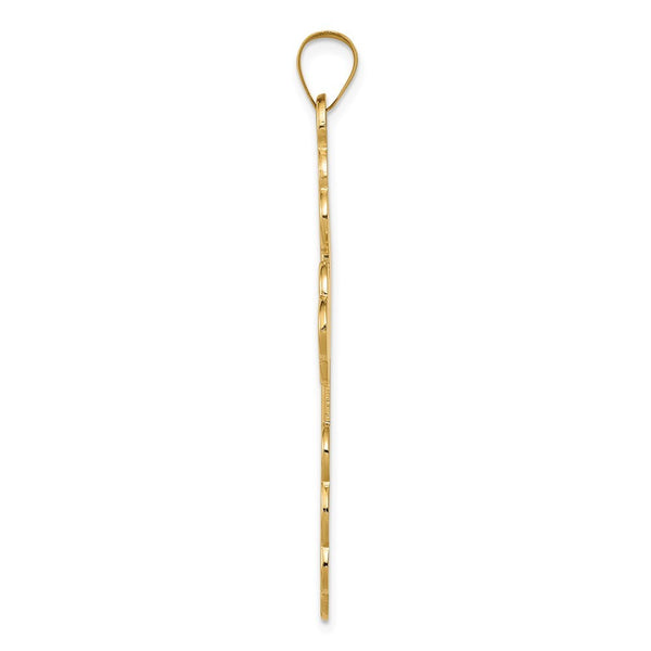 14K Yellow Gold Eastern Orthodox Cross Pendant 50mm length