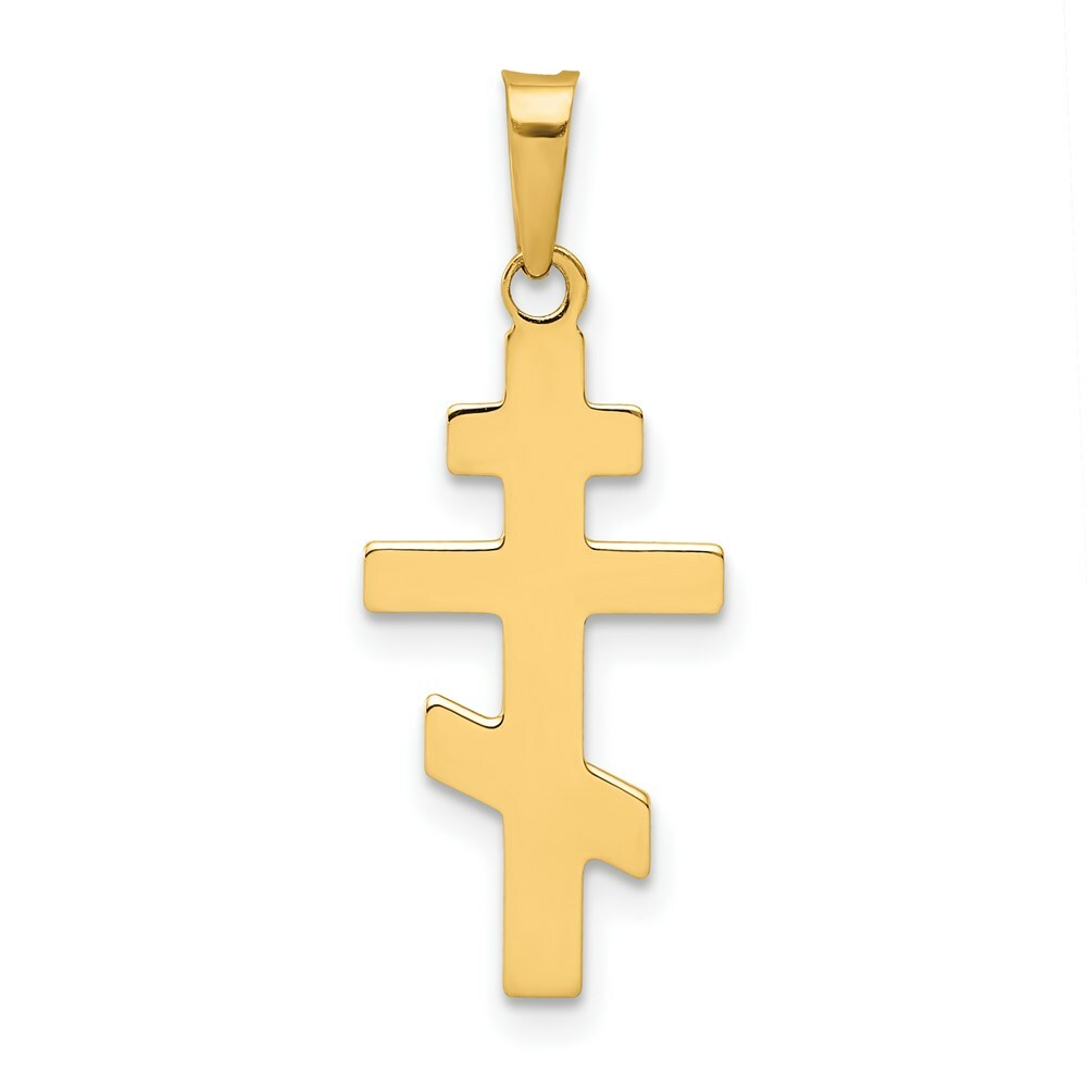 14K Yellow Gold Eastern Orthodox Cross Charm 27mm length