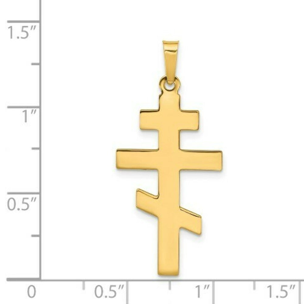 14K Yellow Gold Eastern Orthodox Cross Charm 34mm length