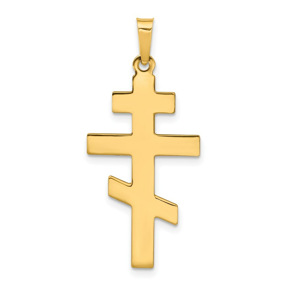 14K Yellow Gold Eastern Orthodox Cross Charm 34mm length