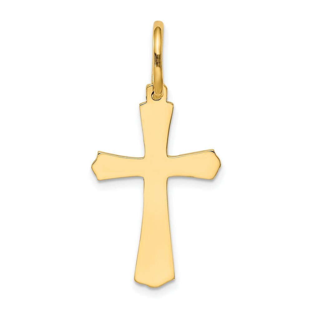 14K Yellow Gold Polished Cross Charm 30mm length