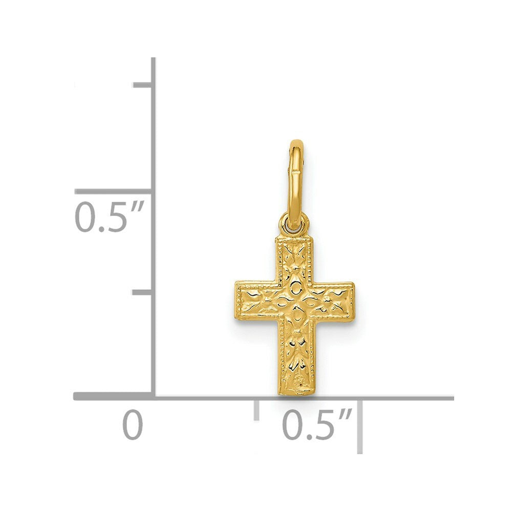 14K Yellow Gold Cross Charm 15mm length