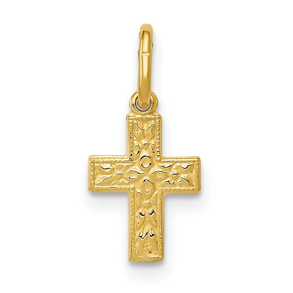 14K Yellow Gold Cross Charm 15mm length