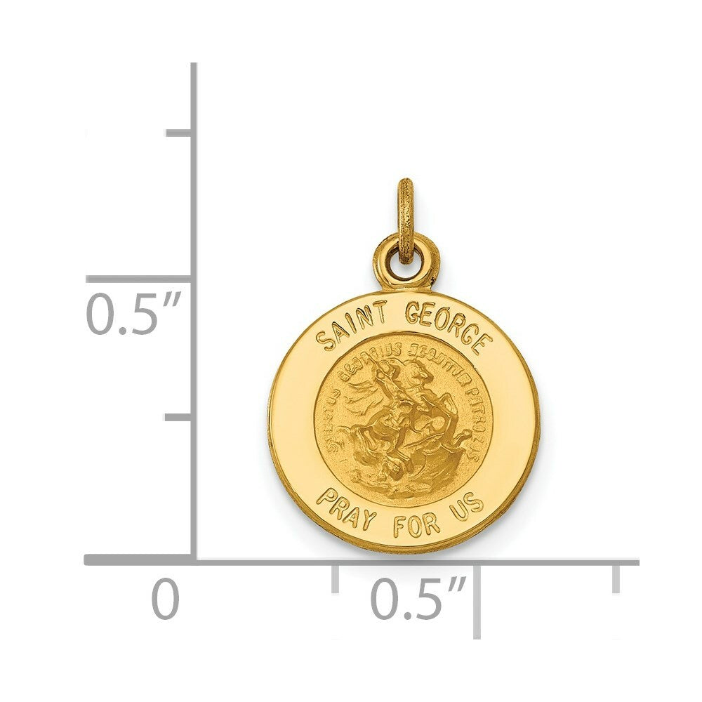 14K Yellow Gold Saint George Medal Charm 12mm width