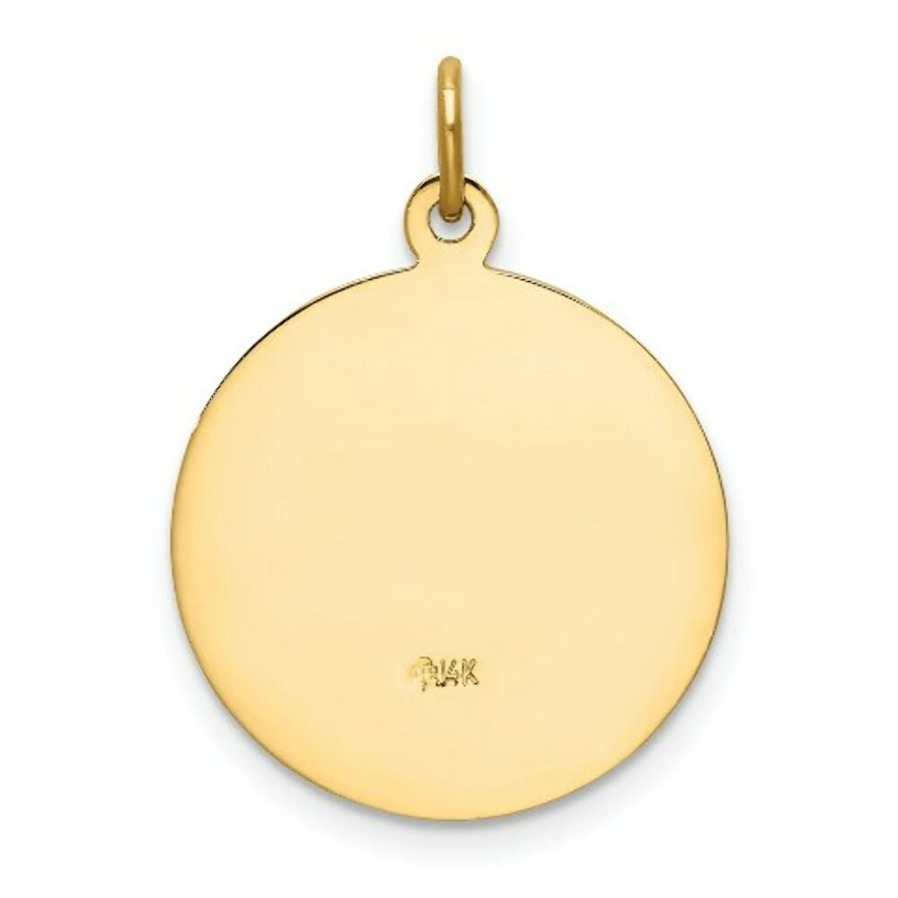 14K Yellow Gold Our Lady of San Juan Medal Pendant 18mm width