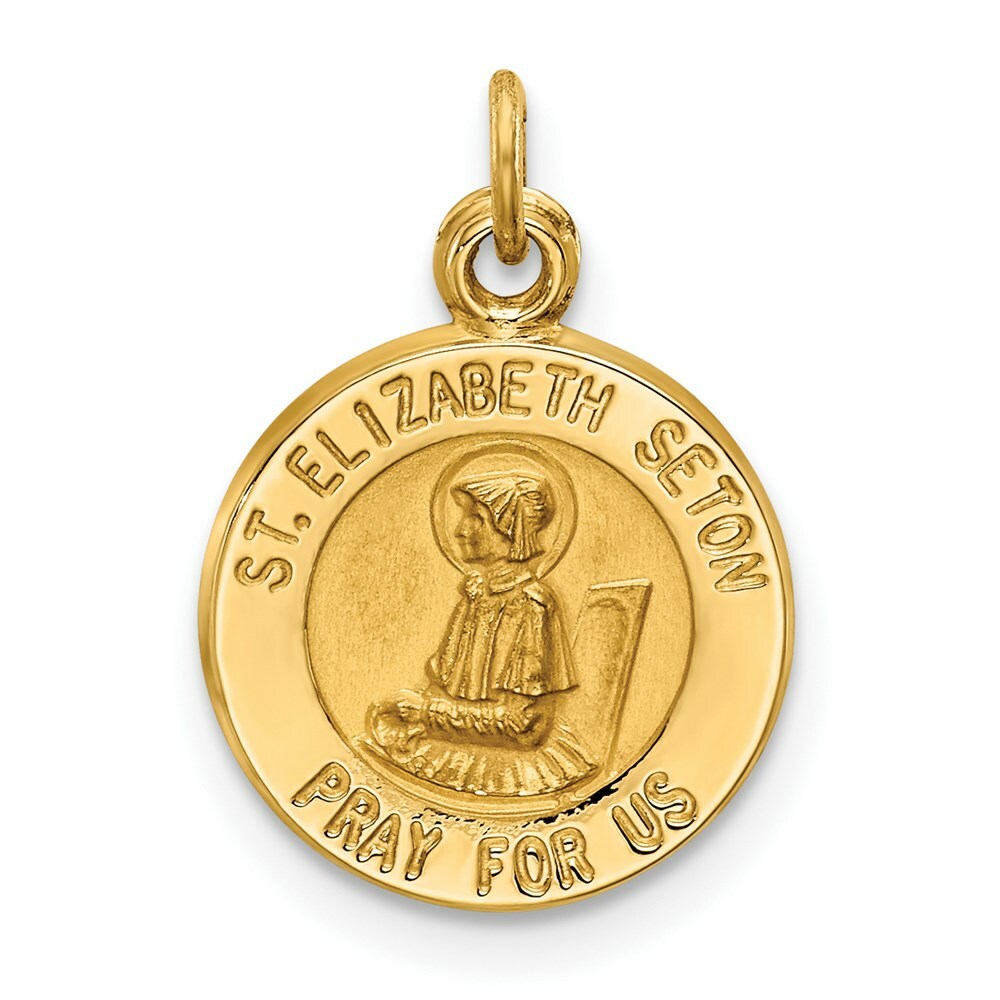 14K Yellow Gold Saint Elizabeth Seton Medal Charm 12mm width