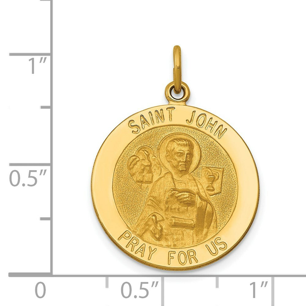 14K Yellow Gold Saint John Medal Pendant 19mm width
