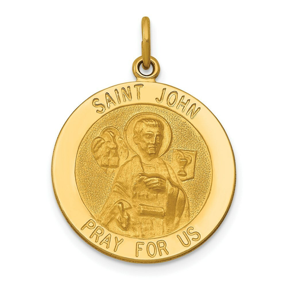14K Yellow Gold Saint John Medal Pendant 19mm width