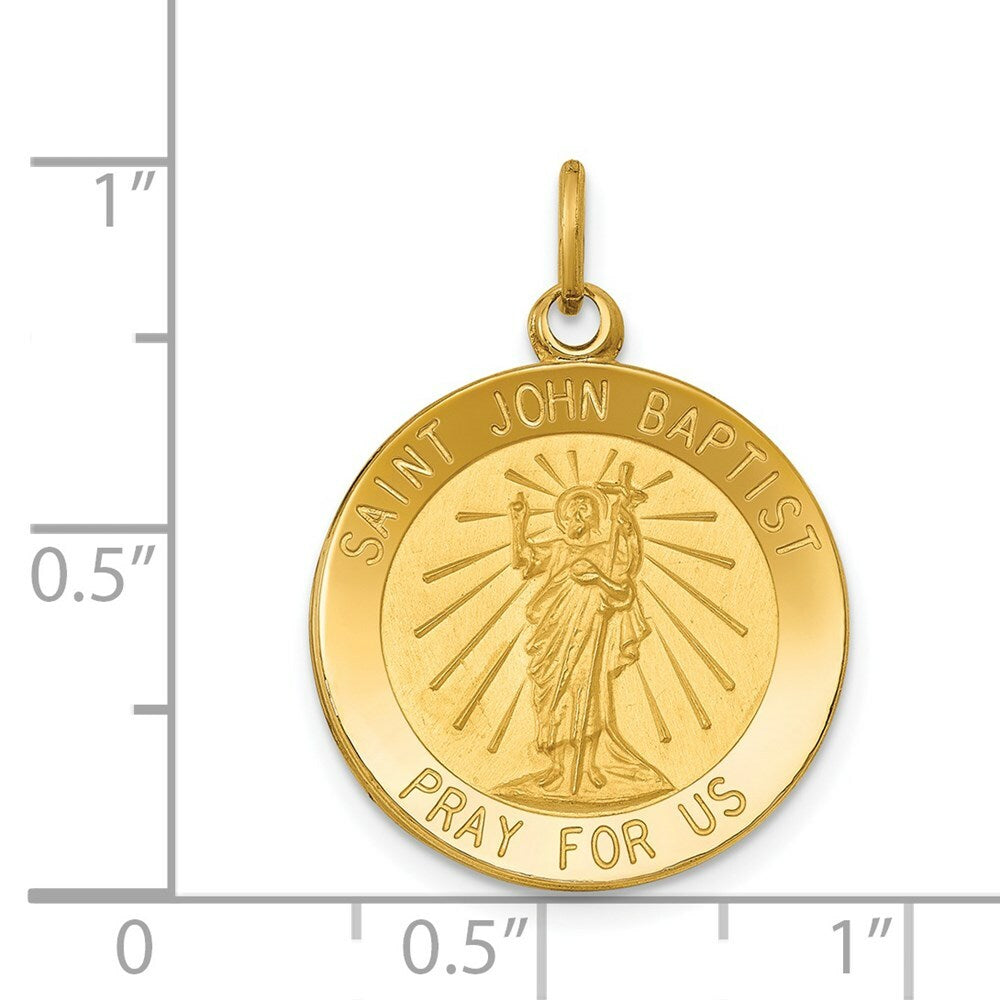 14K Yellow Gold Saint John Baptist Medal Pendant 19mm width