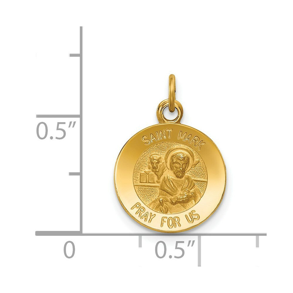 14K Yellow Gold Saint Mark Medal Charm 12mm width