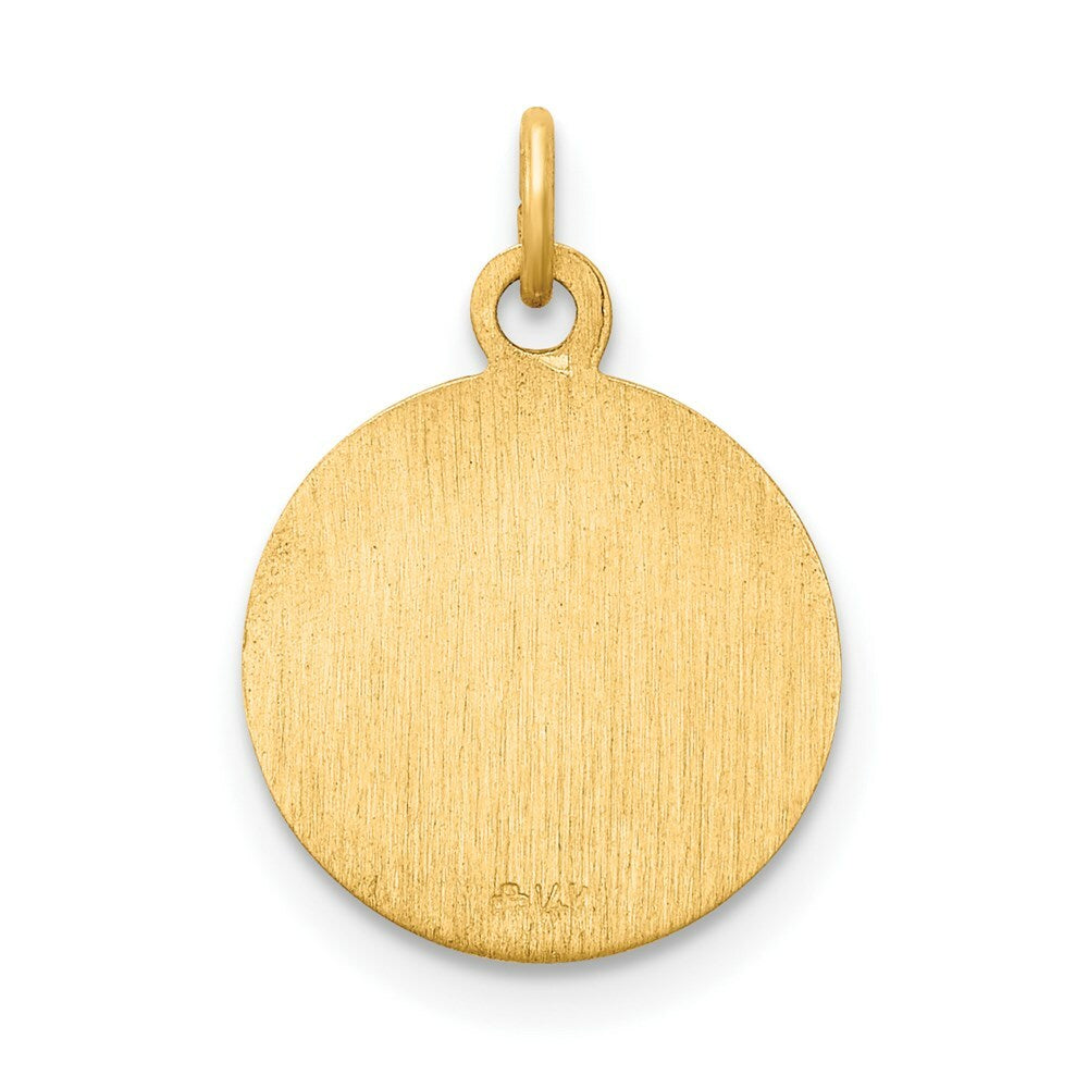 14K Yellow Gold Saint Mark Medal Charm 12mm width