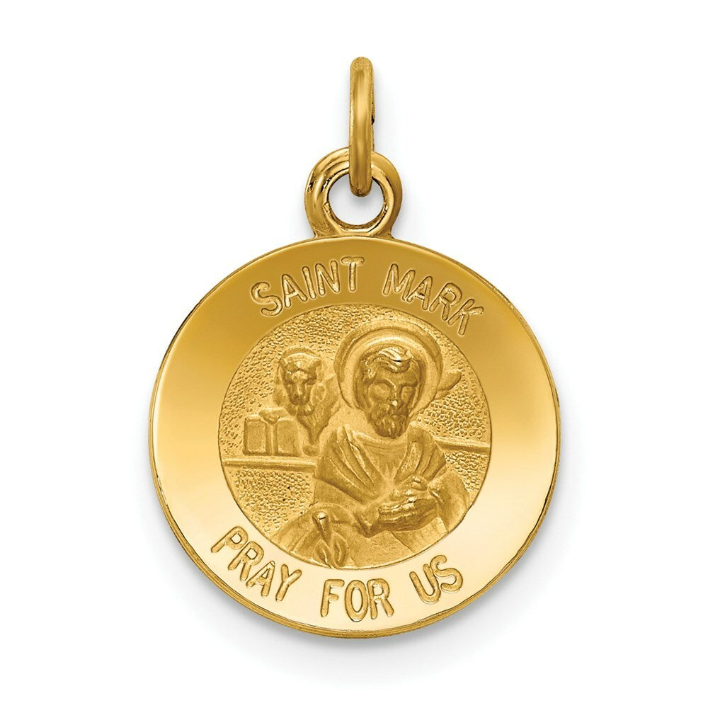 14K Yellow Gold Saint Mark Medal Charm 12mm width