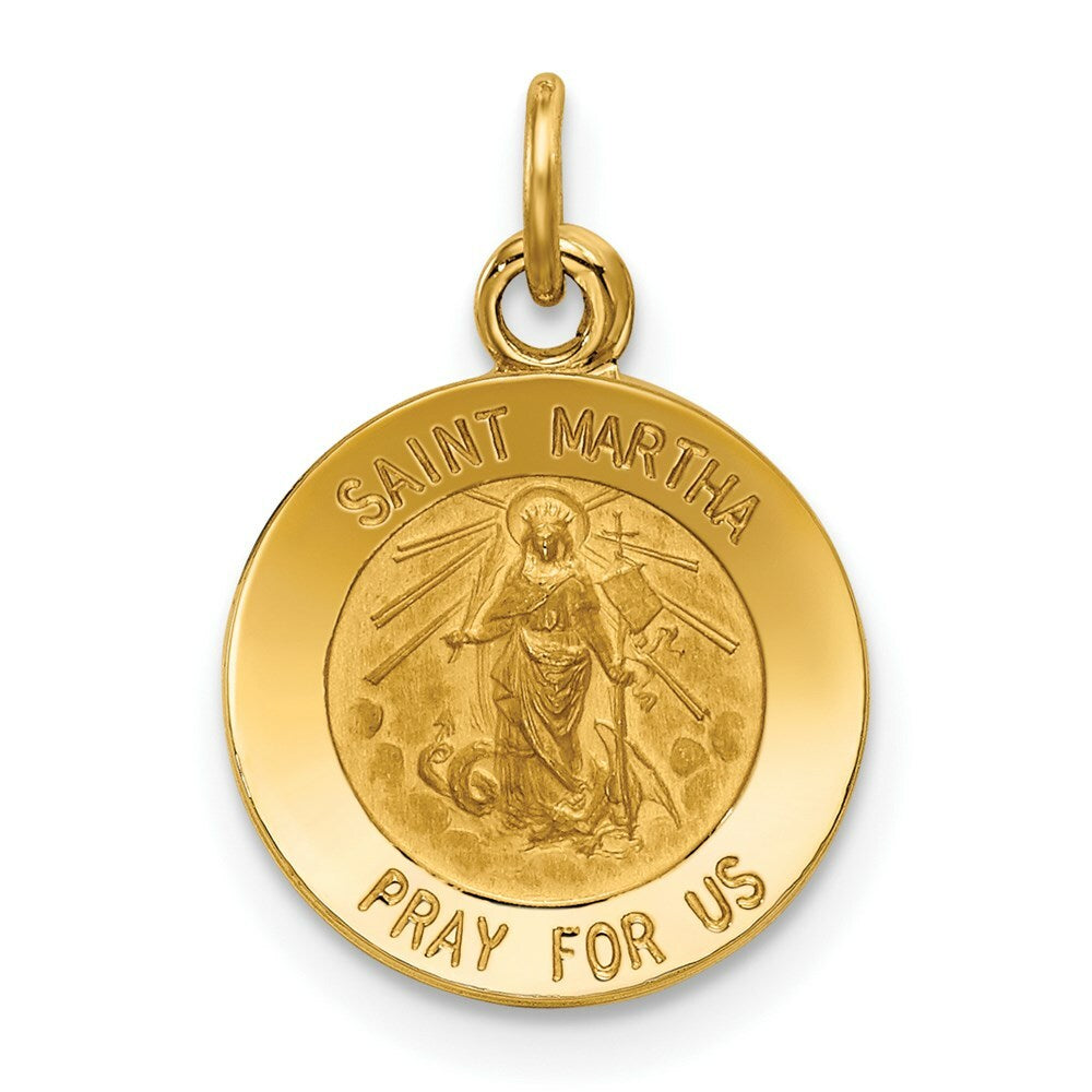 14K Yellow Gold Saint Martha Medal Pendant 12mm width