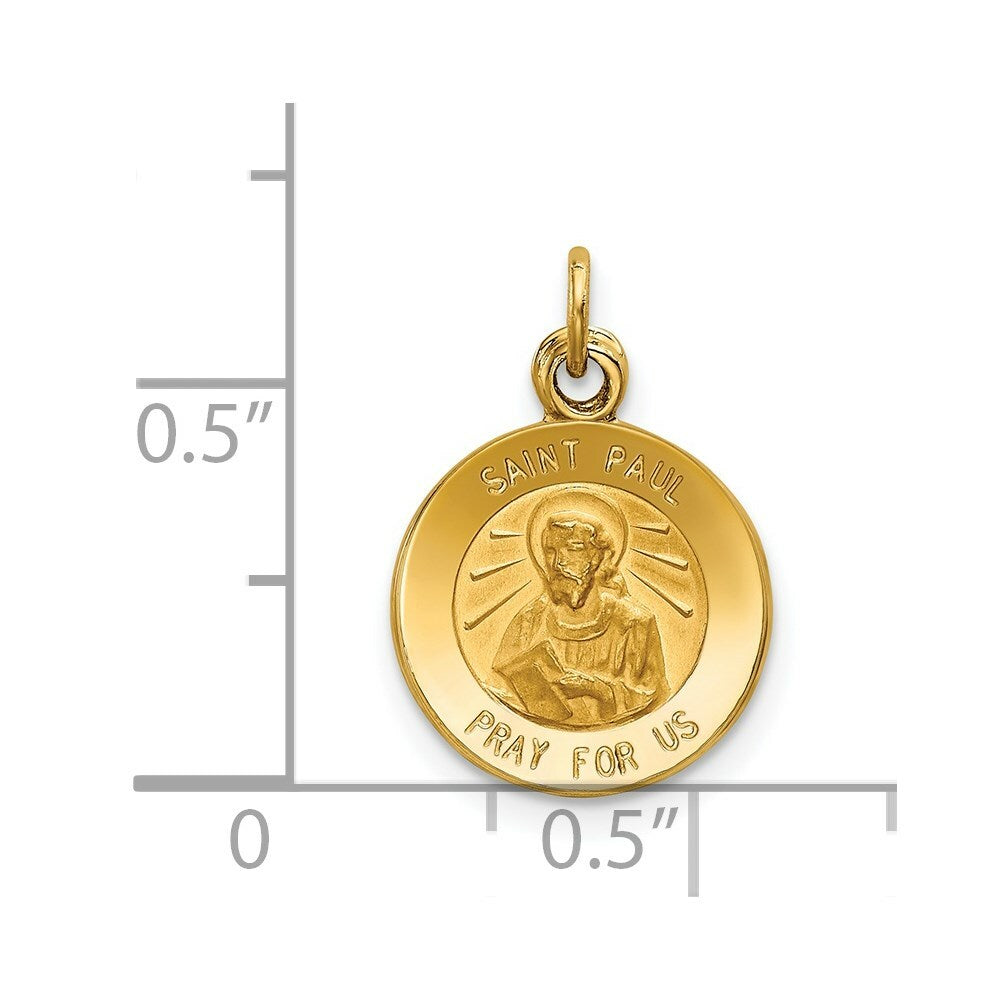 14K Yellow Gold Saint Paul Medal Charm 12mm width