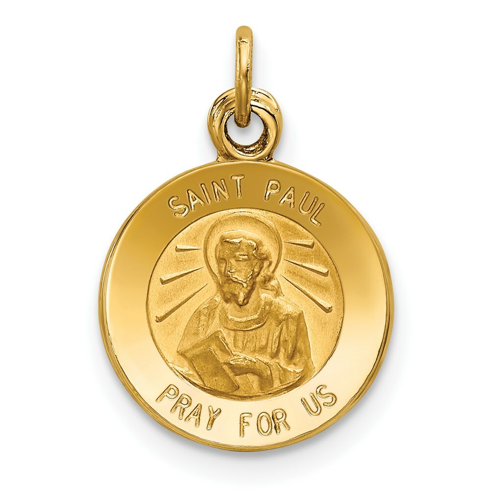 14K Yellow Gold Saint Paul Medal Charm 12mm width