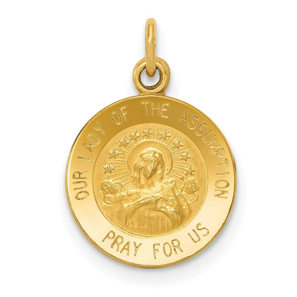 14K Yellow Gold Our Lady Of The Assumption Medal Charm 12mm width