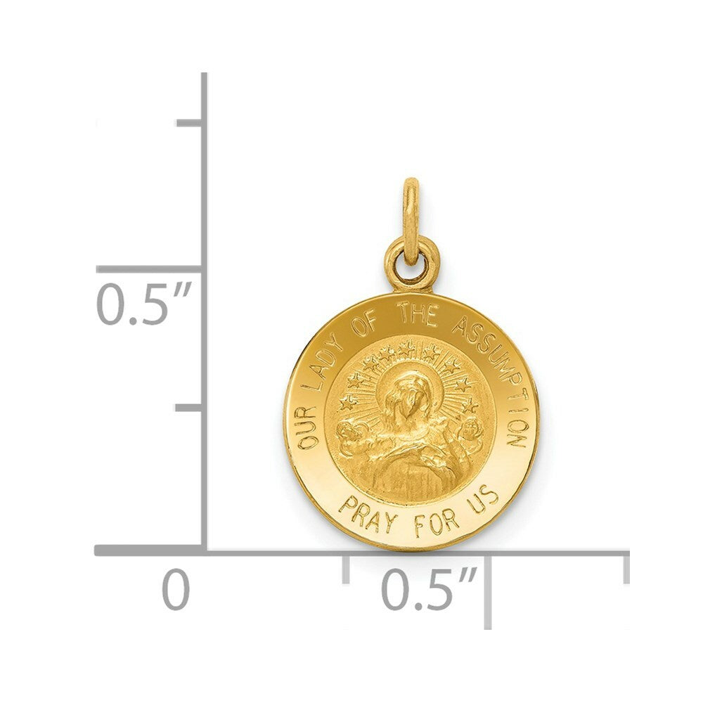 14K Yellow Gold Our Lady Of The Assumption Medal Charm 12mm width