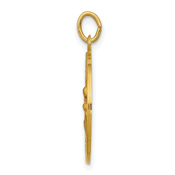 14K Yellow Gold Our Lady of Perpetual Help Medal Pendant 18mm width