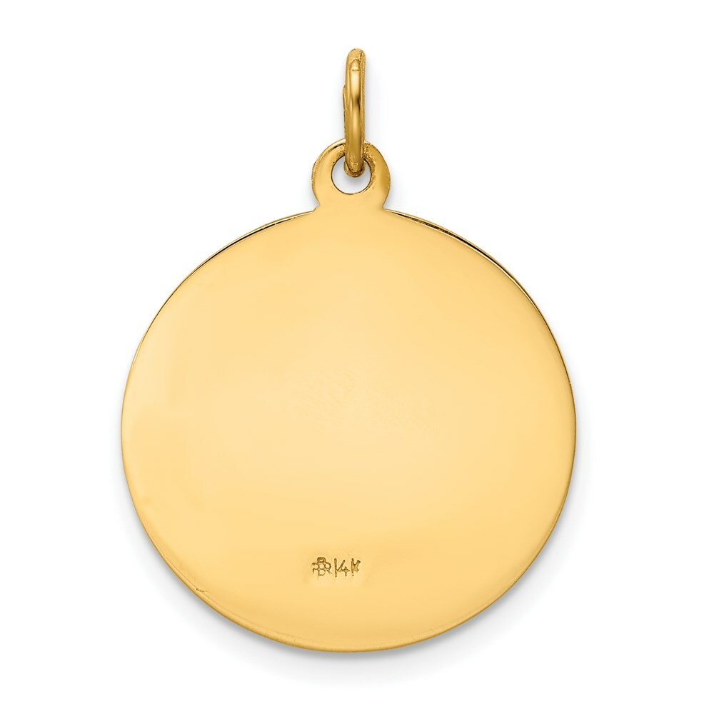 14K Yellow Gold Our Lady of Perpetual Help Medal Pendant 18mm width