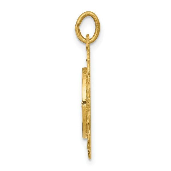 14K Yellow Gold Our Lady of Lourdes Medal Pendant 19mm width