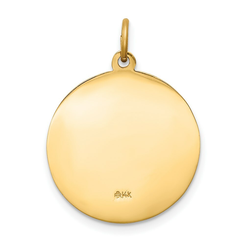14K Yellow Gold Saint Luke Medal Pendant 19mm width