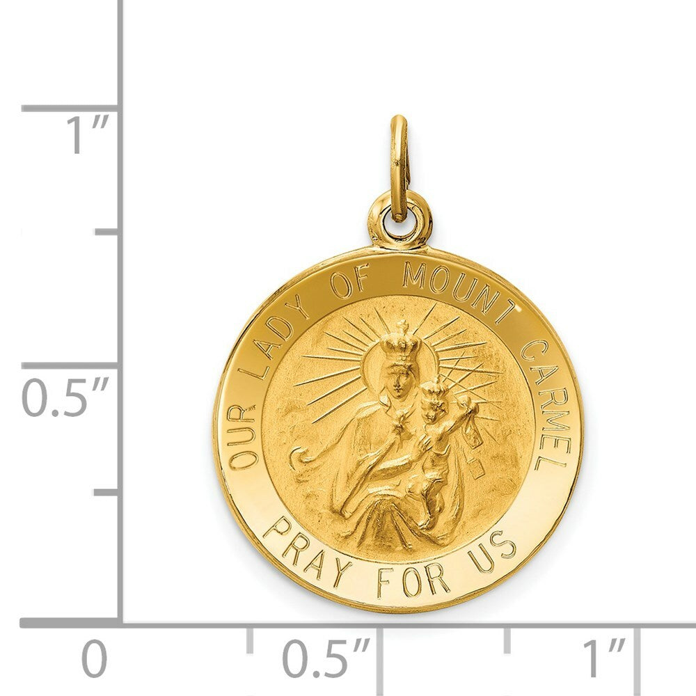 14K Yellow Gold Our Lady of Mt. Carmel Medal Charm 18mm width