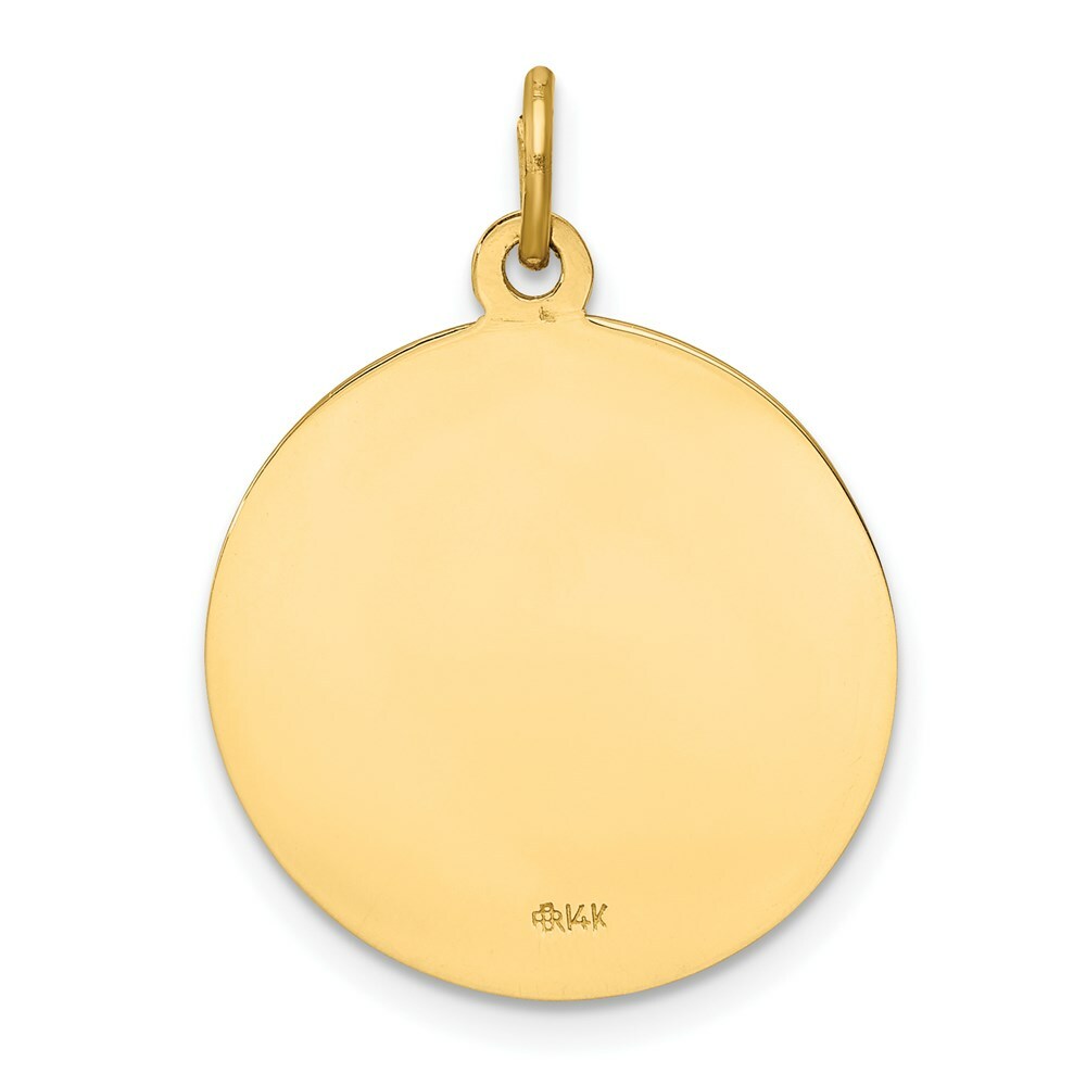 14K Yellow Gold Our Lady of Mt. Carmel Medal Charm 18mm width