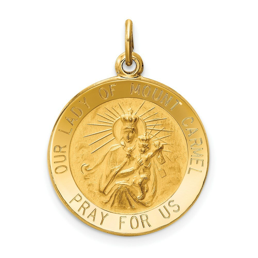 14K Yellow Gold Our Lady of Mt. Carmel Medal Charm 18mm width