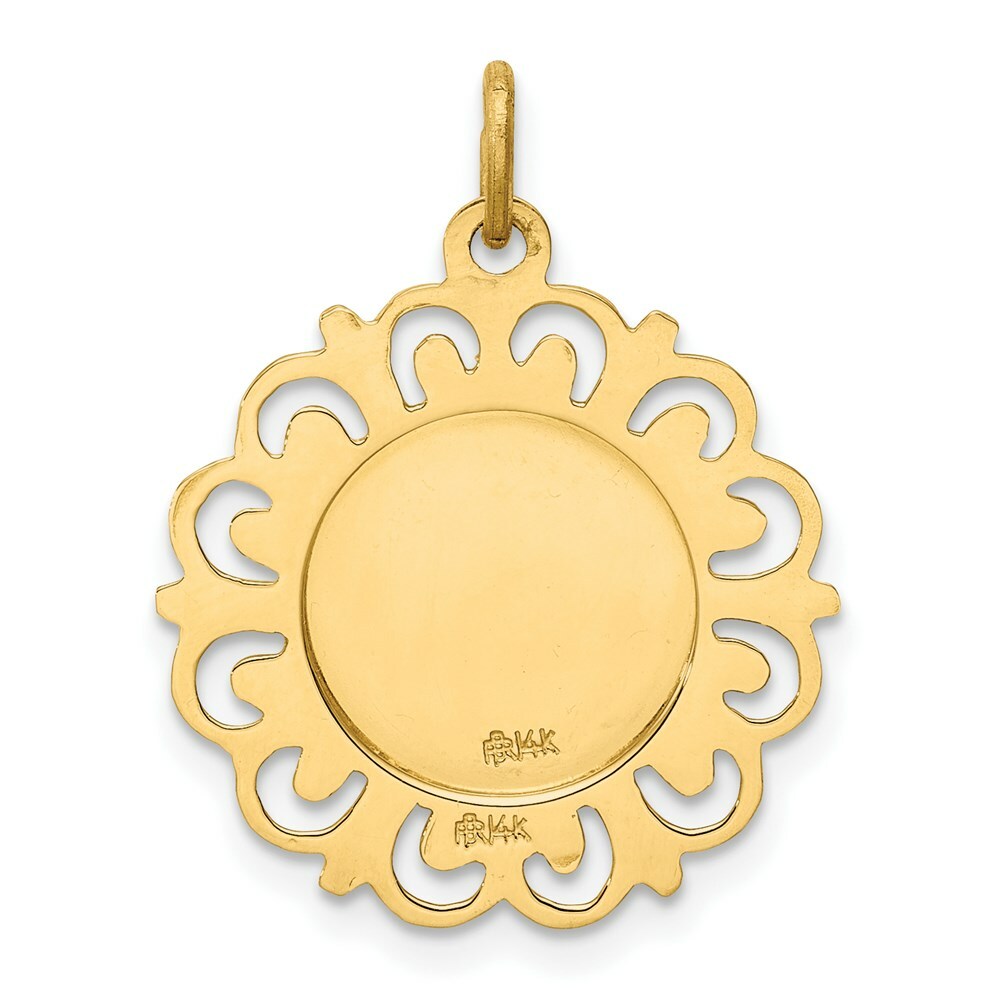 14K Yellow Gold Our Lady of Mt. Carmel Medal Charm 19mm width