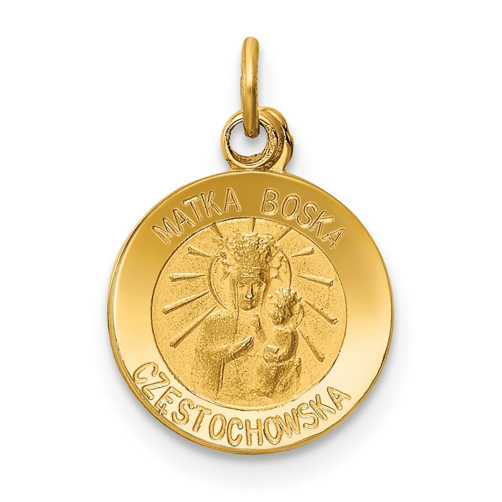 14K Yellow Gold Matka Boska Medal Charm