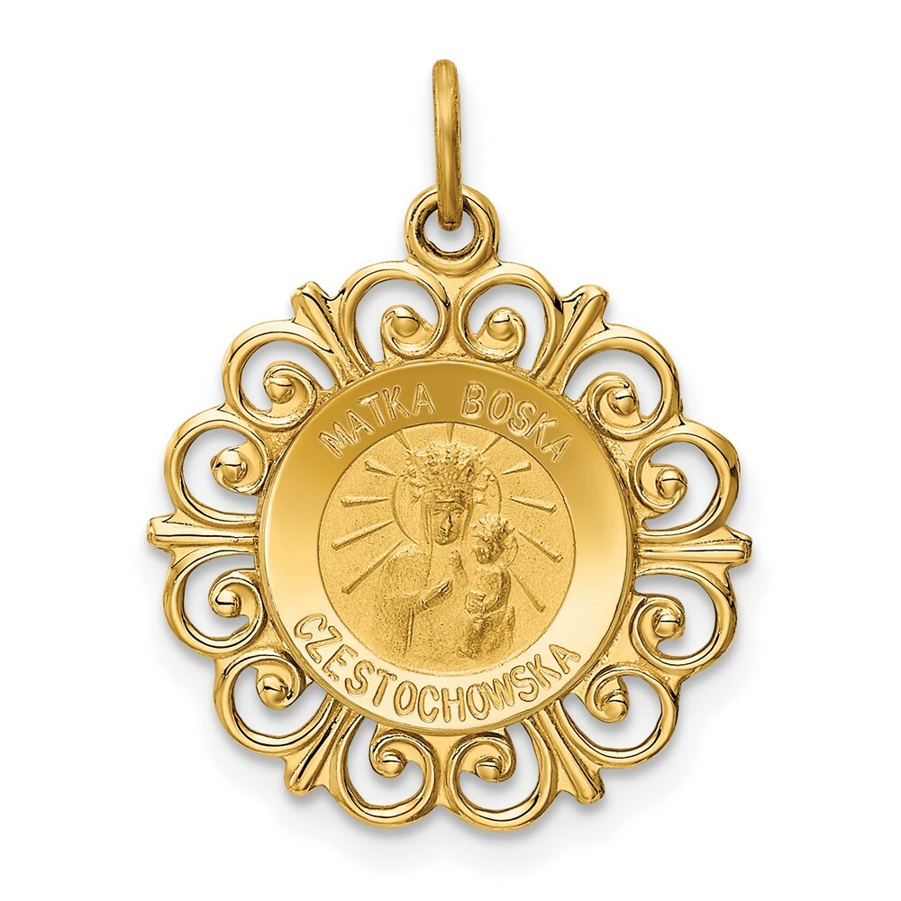 14K Yellow Gold Matka Boska Medal Charm