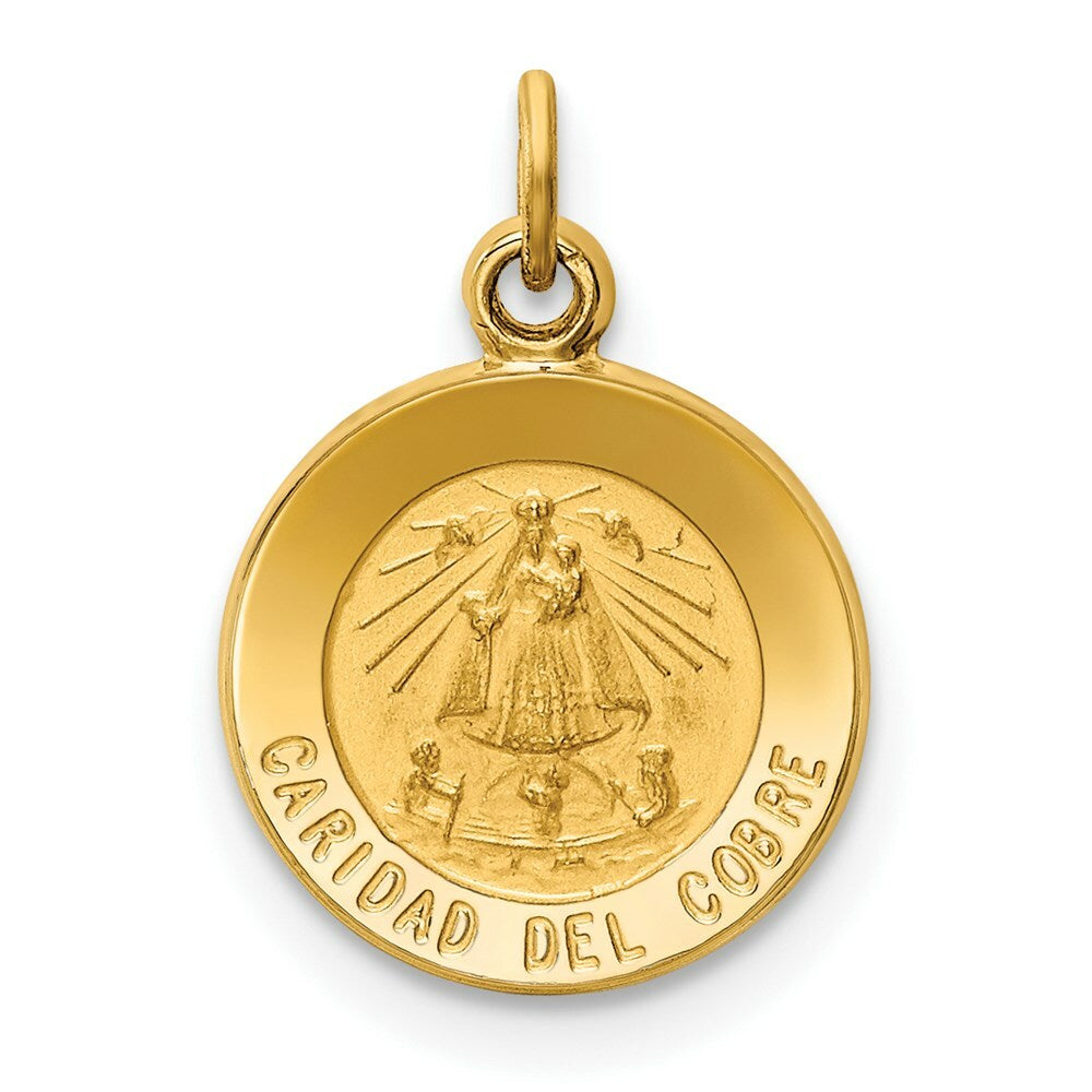 14K Yellow Gold Our Lady of Cuba Medal Charm 12mm width