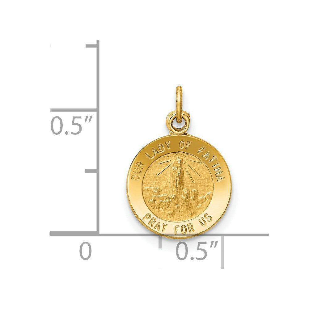 14K Yellow Gold Our Lady of Fatima Medal Charm 12mm width