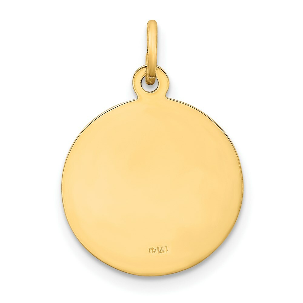 14K Yellow Gold Our Lady of Fatima Medal Charm 15mm width