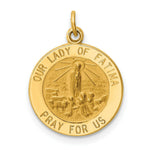 Load image into Gallery viewer, 14K Yellow Gold Our Lady of Fatima Medal Charm 15mm width

