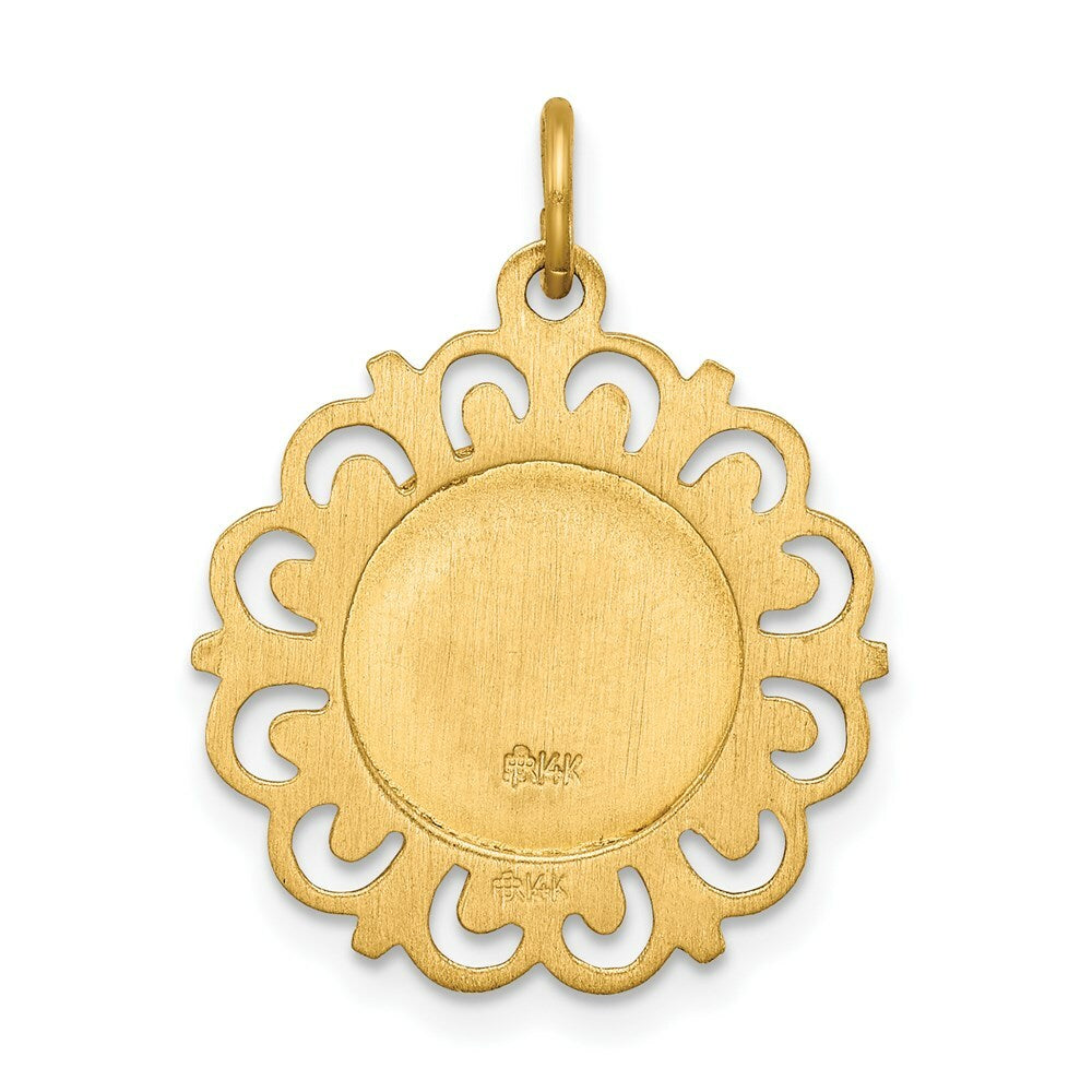 14K Yellow Gold Our Lady of Fatima Medal Pendant 19mm width
