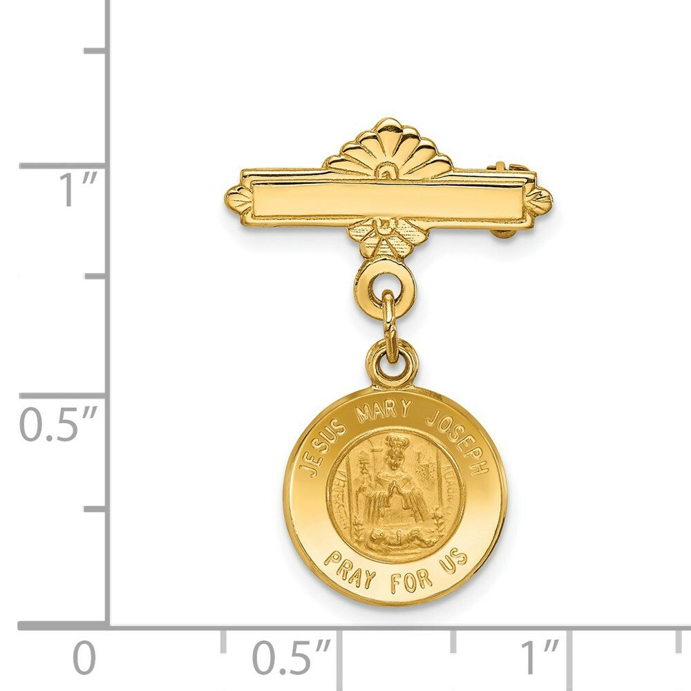 14K Yellow Gold Holy Family Medal Pin