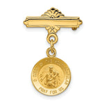 Load image into Gallery viewer, 14K Yellow Gold Reversible Queen of the Holy Scapular/Sacred Heart Medal Pin
