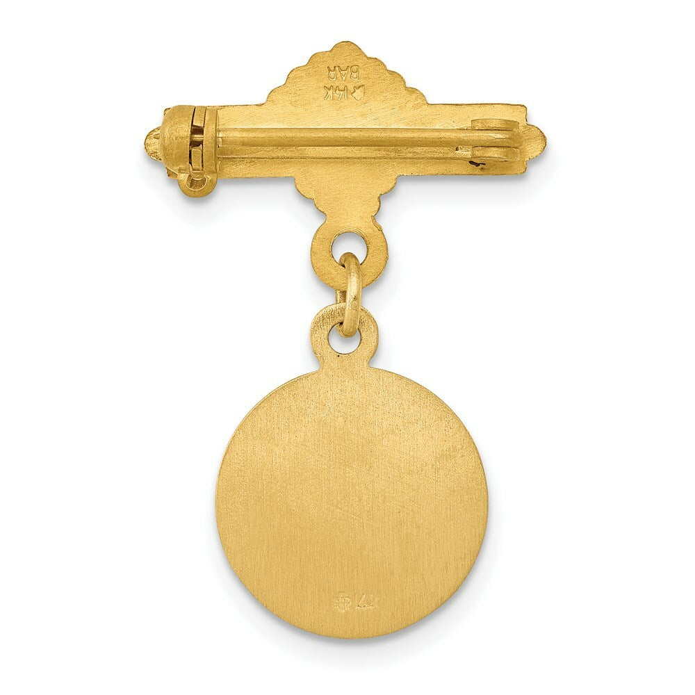 14K Yellow Gold Saint John the Baptist Medal Pin 17mm width
