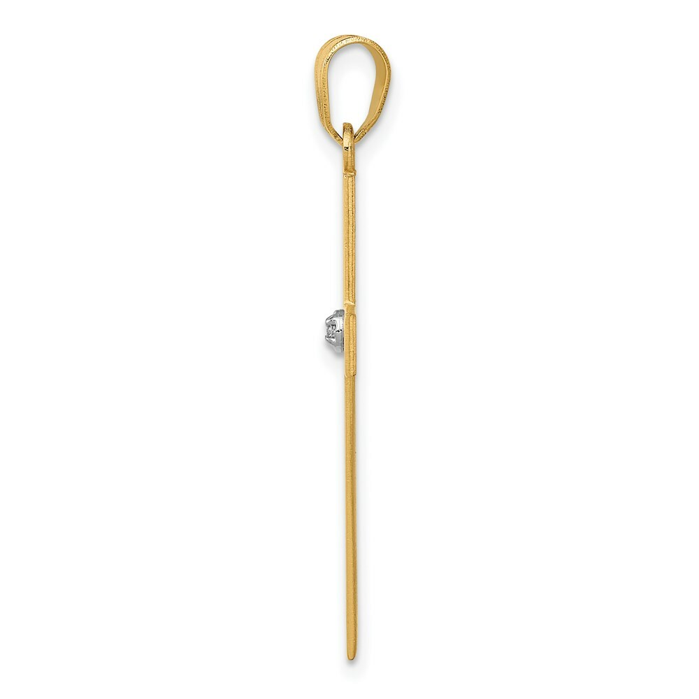14K Yellow Gold Polished .02ct. Diamond Cross Pendant