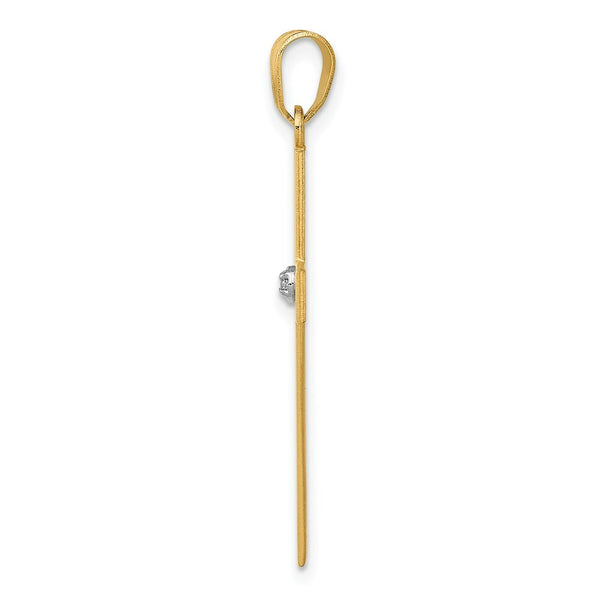 14K Yellow Gold Polished .02ct. Diamond Cross Pendant