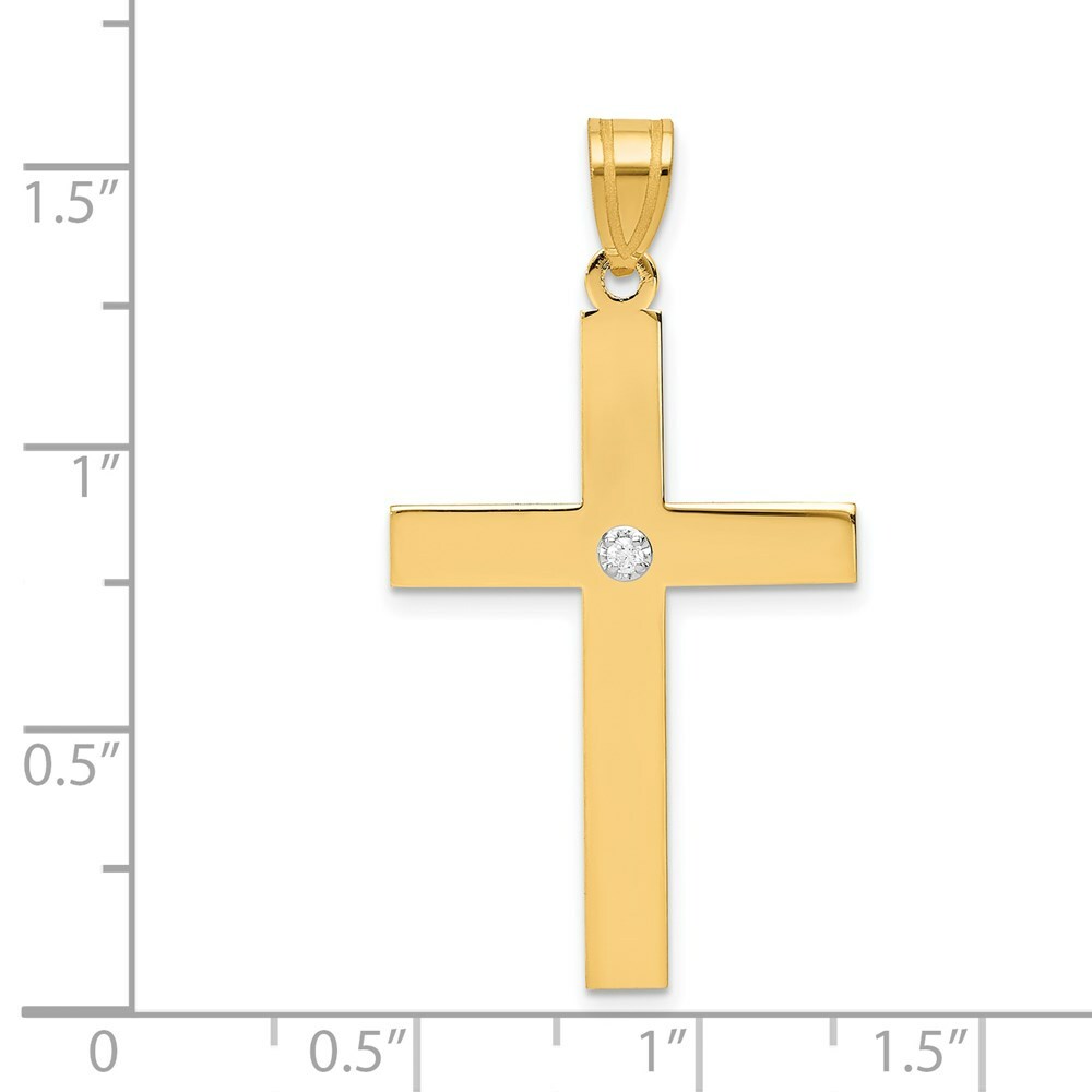 14K Yellow Gold Polished .02ct. Diamond Cross Pendant