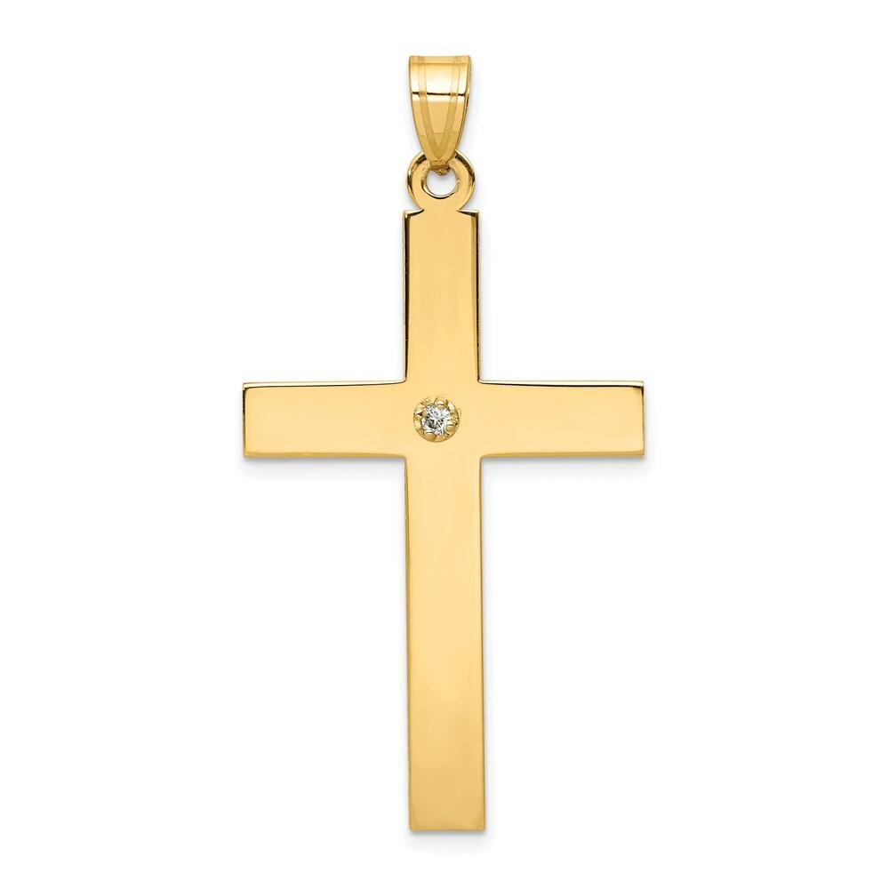 14K Yellow Gold Polished .03ct. Diamond Cross Pendant