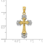 Load image into Gallery viewer, 14K Yellow Gold and Rhodium Diamond-cut Cross Pendant
