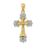 Load image into Gallery viewer, 14K Yellow Gold and Rhodium Diamond-cut Cross Pendant
