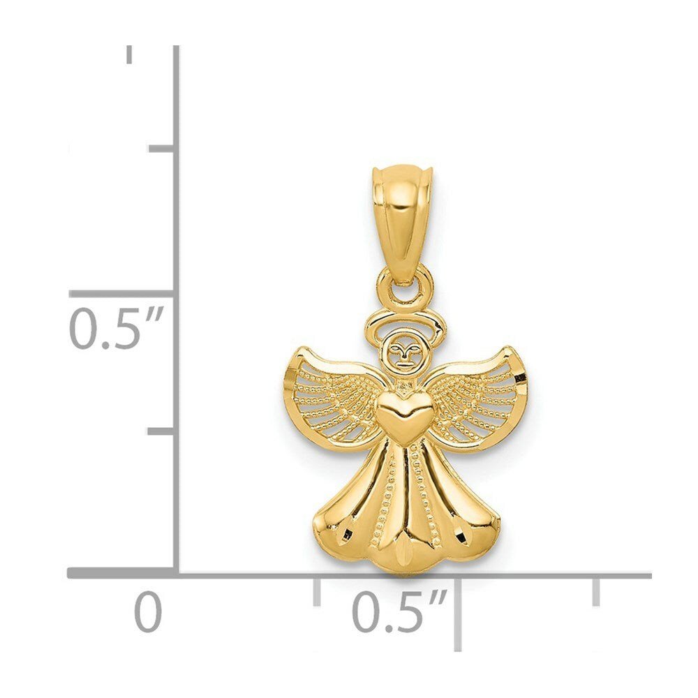 14K Yellow Gold Polished Angel Pendant